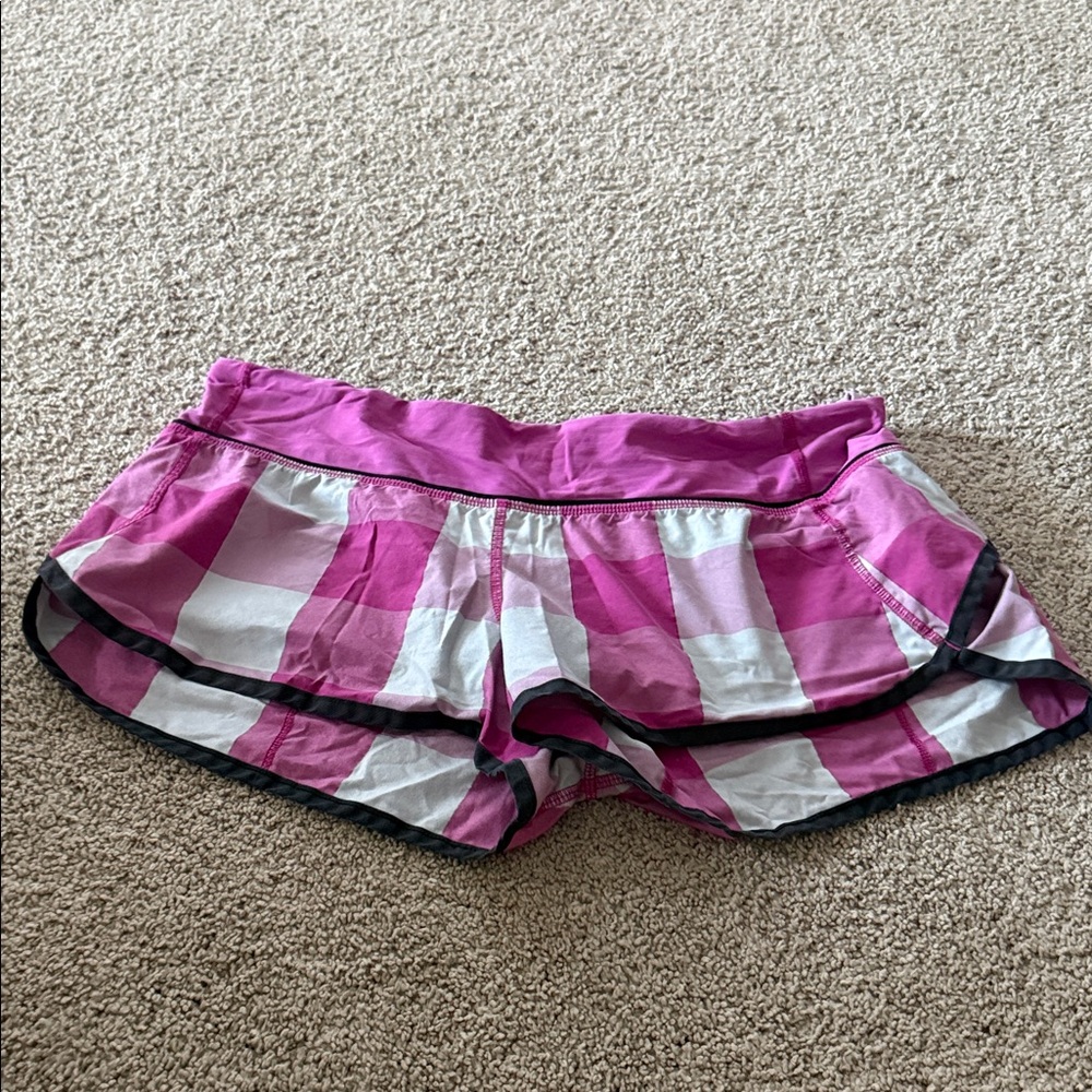 lululemon athletica Pink and White Plaid Athletic Shorts